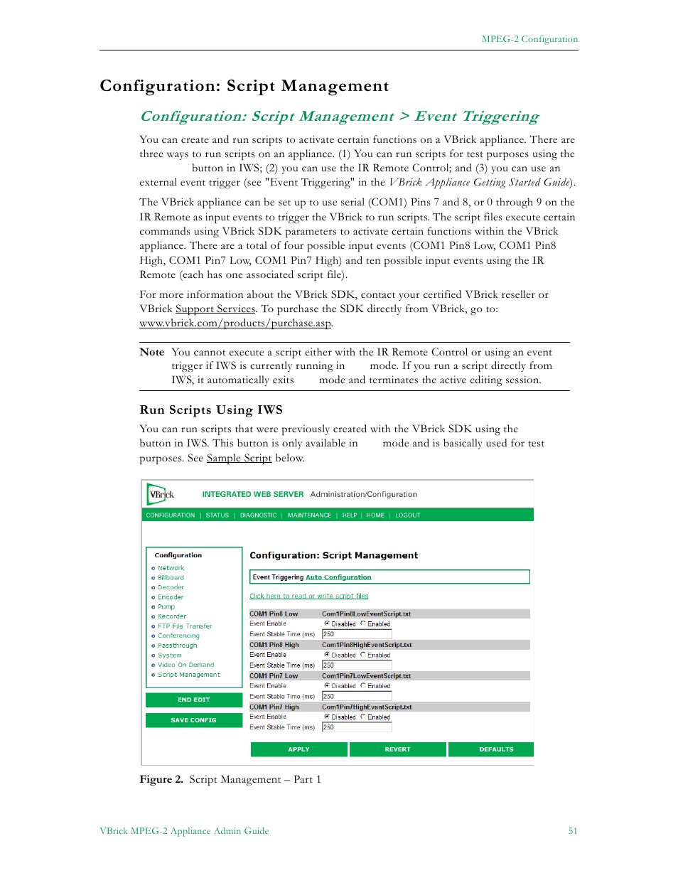 Configuration: script management | VBrick Systems VB5000 User Manual | Page 59 / 124