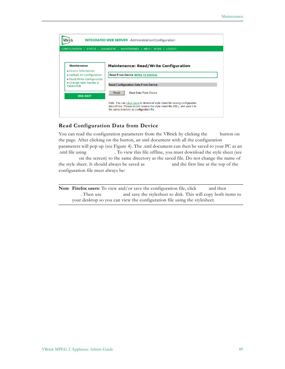 Read configuration data from device | VBrick Systems VB5000 User Manual | Page 97 / 124