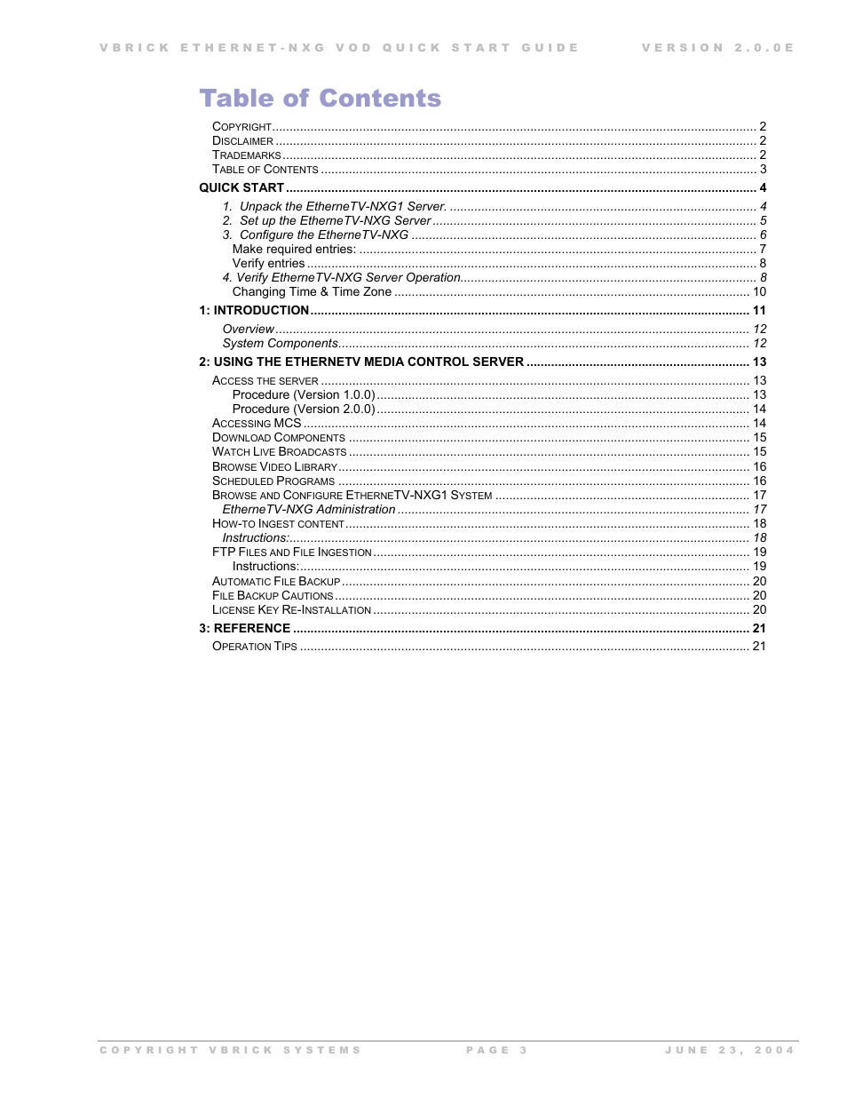 VBrick Systems EtherneTV-NXG 2 User Manual | Page 3 / 21