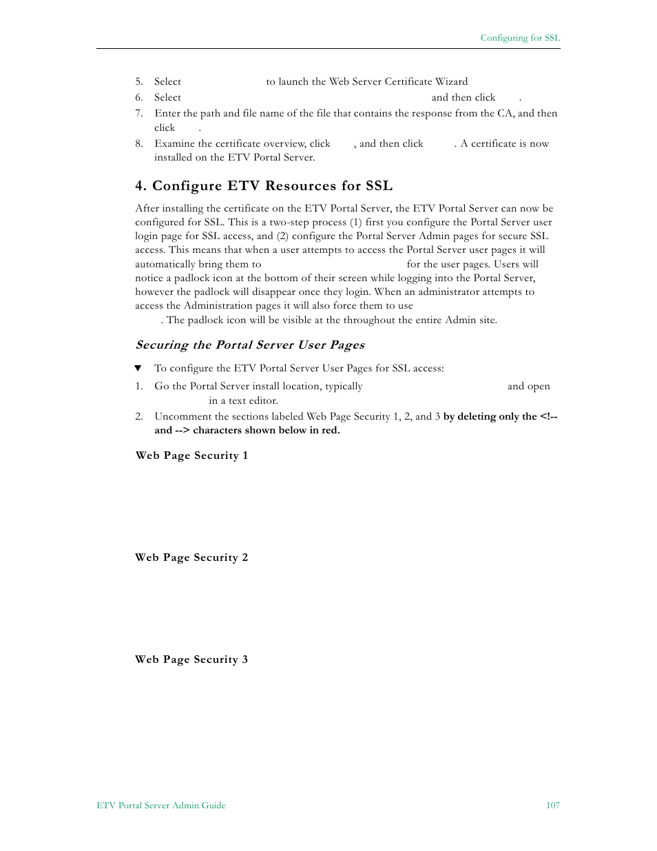 Configure etv resources for ssl, Securing the portal server user pages | VBrick Systems Portal Server ETV v4.2.1 User Manual | Page 119 / 180