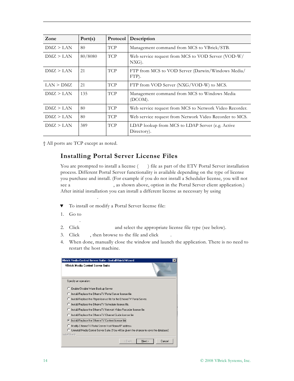 Installing portal server license files | VBrick Systems Portal Server ETV v4.2.1 User Manual | Page 26 / 180