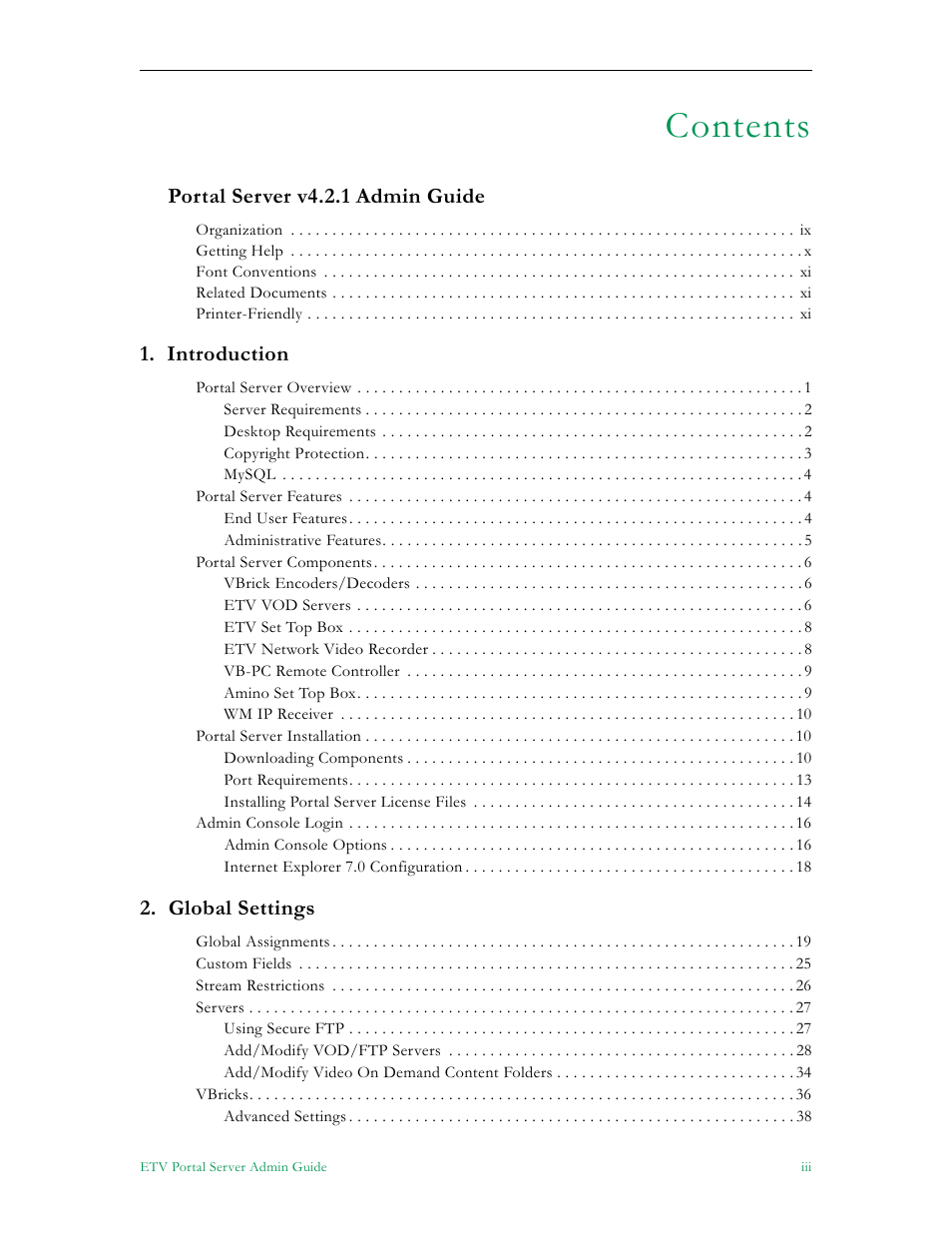 VBrick Systems Portal Server ETV v4.2.1 User Manual | Page 3 / 180