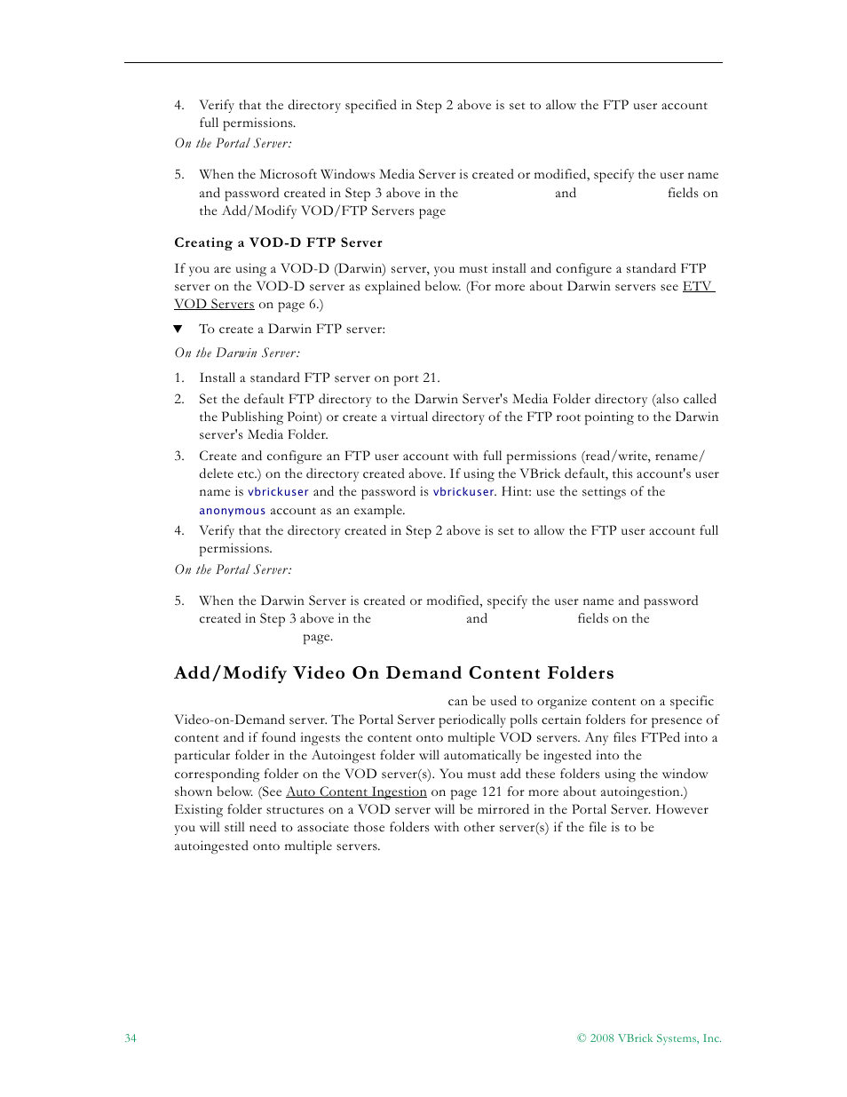 Add/modify video on demand content folders | VBrick Systems Portal Server ETV v4.2.1 User Manual | Page 46 / 180