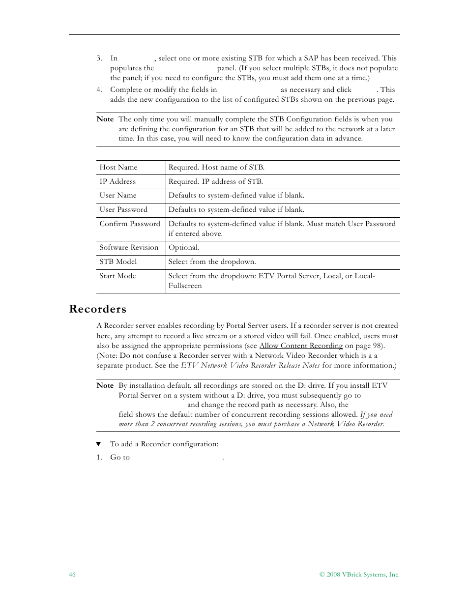 Recorders | VBrick Systems Portal Server ETV v4.2.1 User Manual | Page 58 / 180