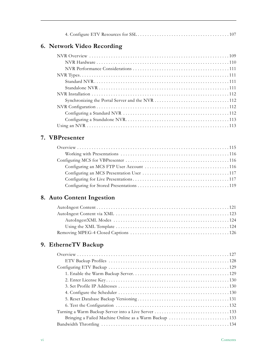 Network video recording, Vbpresenter, Auto content ingestion | Ethernetv backup | VBrick Systems Portal Server ETV v4.2.1 User Manual | Page 6 / 180