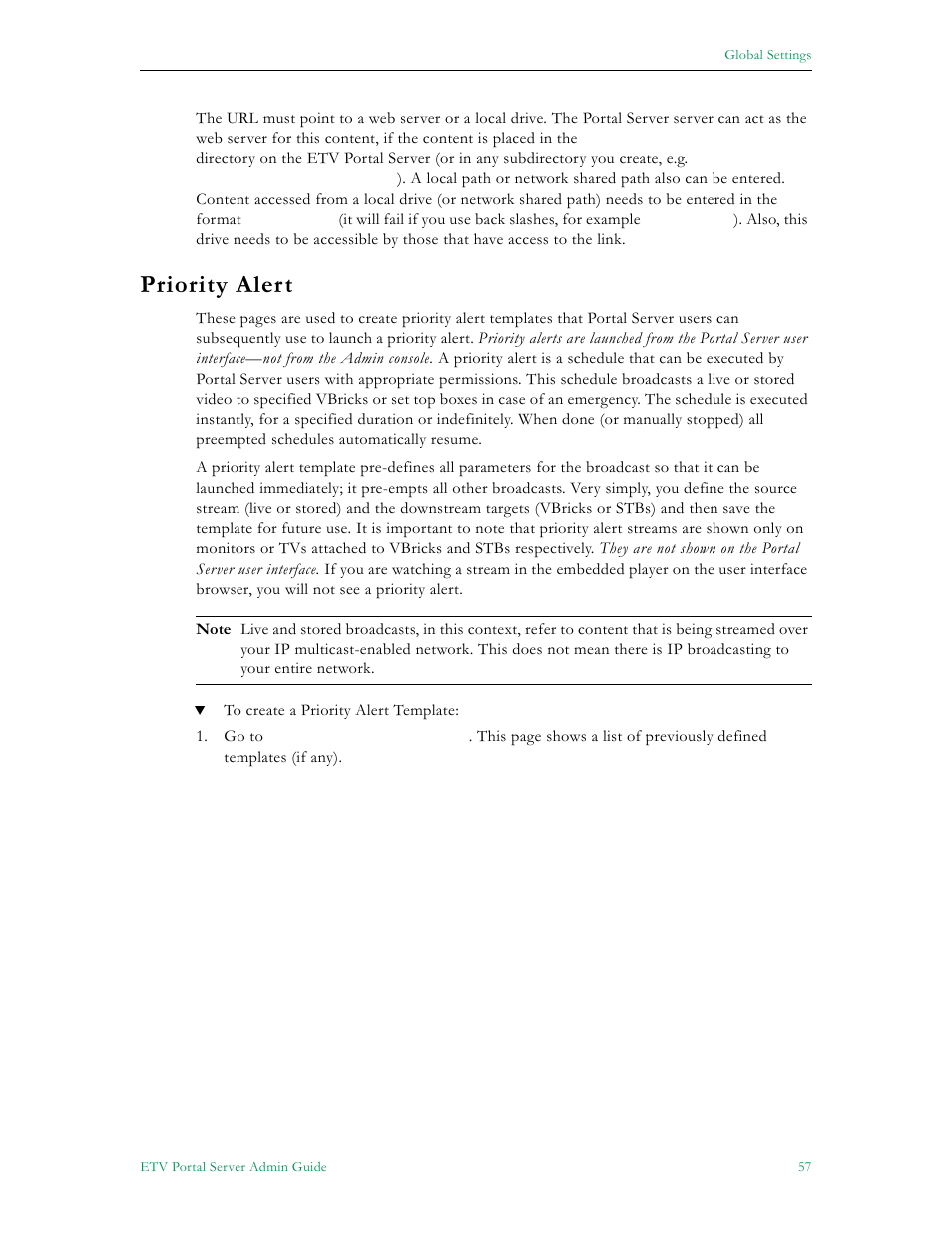 Priority alert | VBrick Systems Portal Server ETV v4.2.1 User Manual | Page 69 / 180