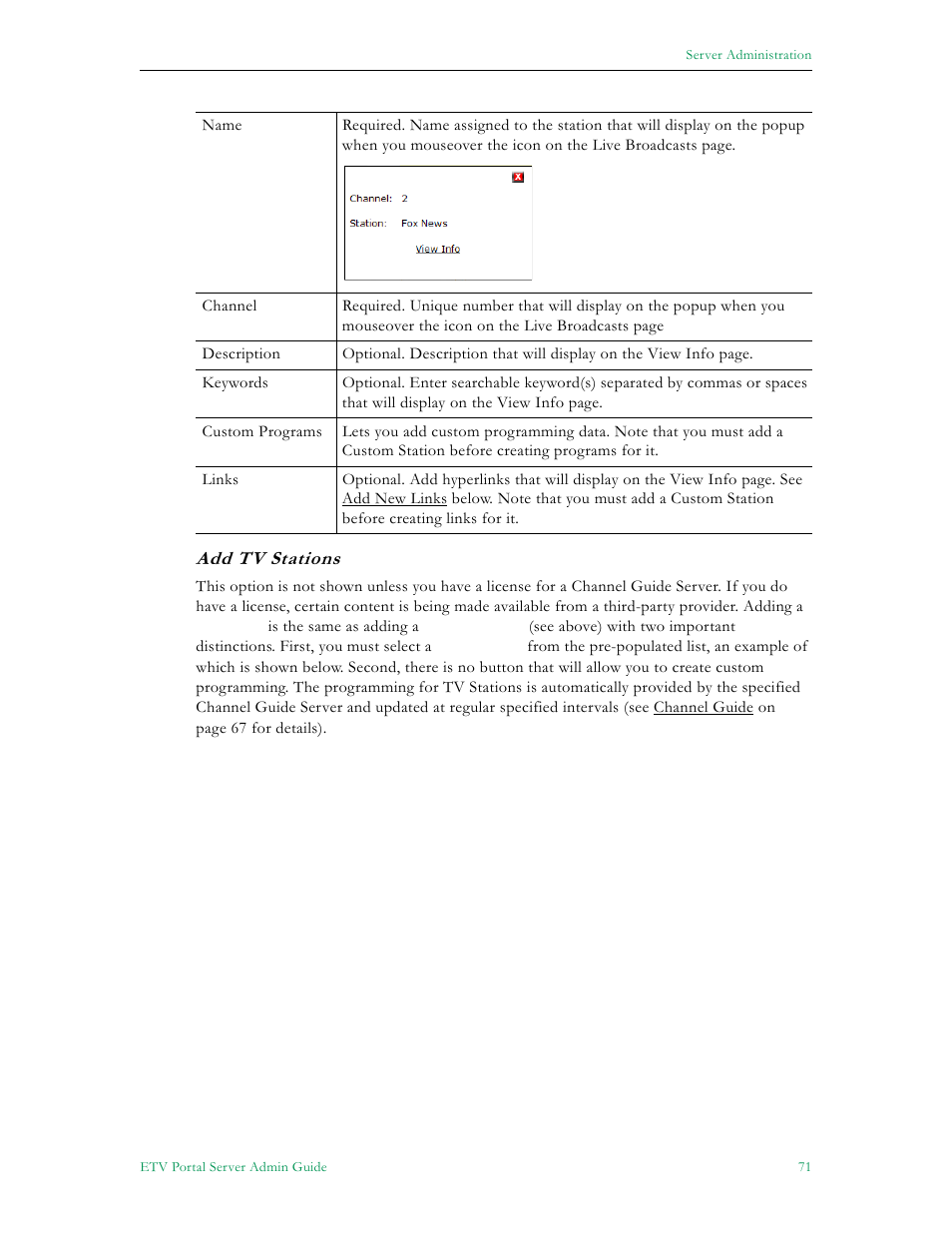 Add tv stations | VBrick Systems Portal Server ETV v4.2.1 User Manual | Page 83 / 180