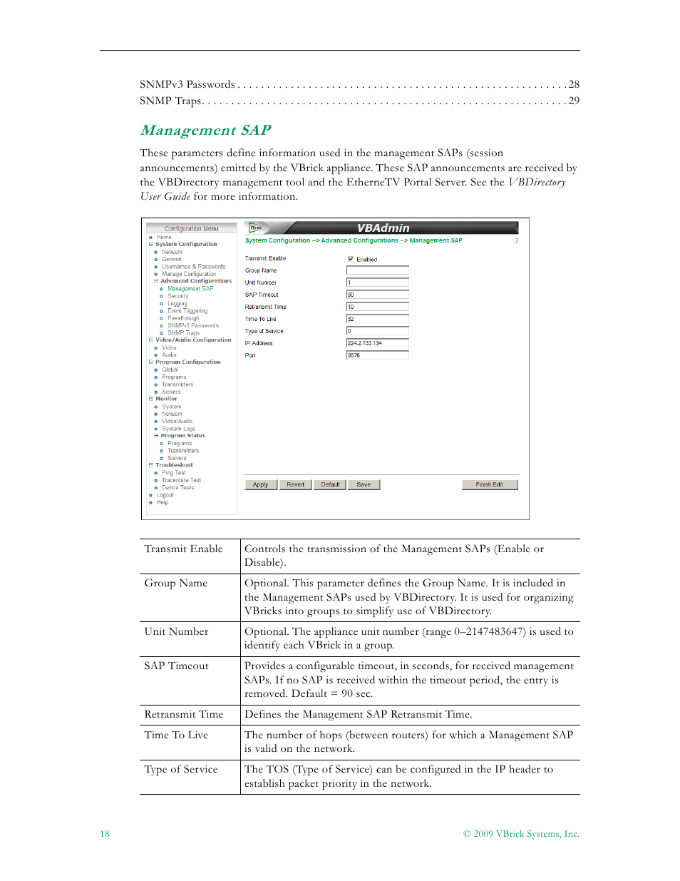 Management sap | VBrick Systems 7000 User Manual | Page 24 / 76