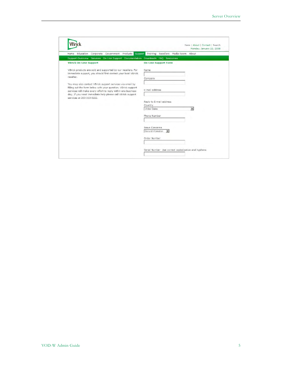 VBrick Systems VOD-W Server VBrick v4.2.1 User Manual | Page 13 / 94