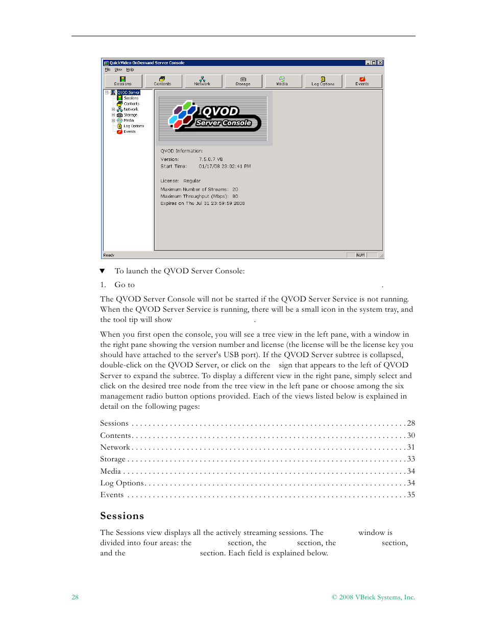 Sessions | VBrick Systems VOD-W Server VBrick v4.2.1 User Manual | Page 36 / 94