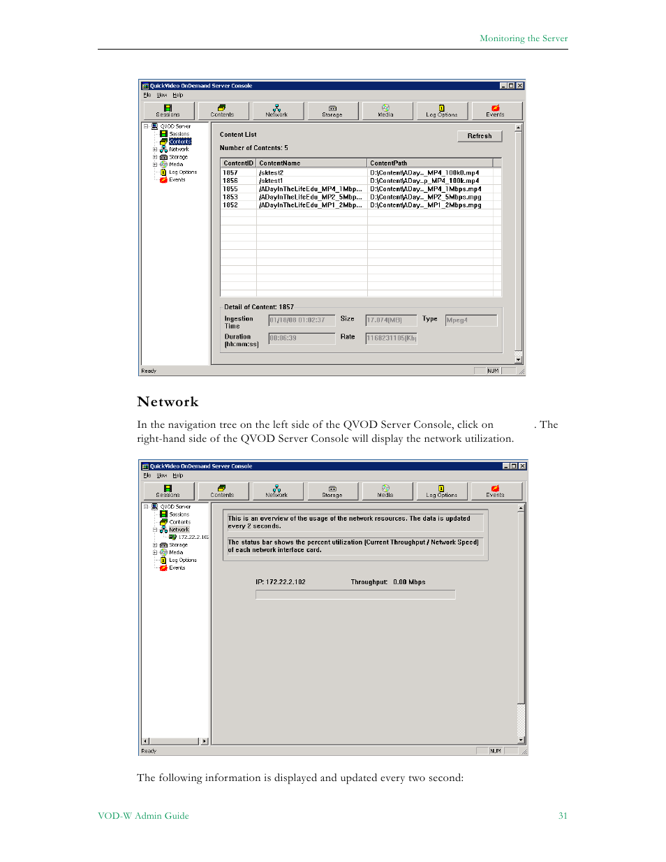 Network | VBrick Systems VOD-W Server VBrick v4.2.1 User Manual | Page 39 / 94