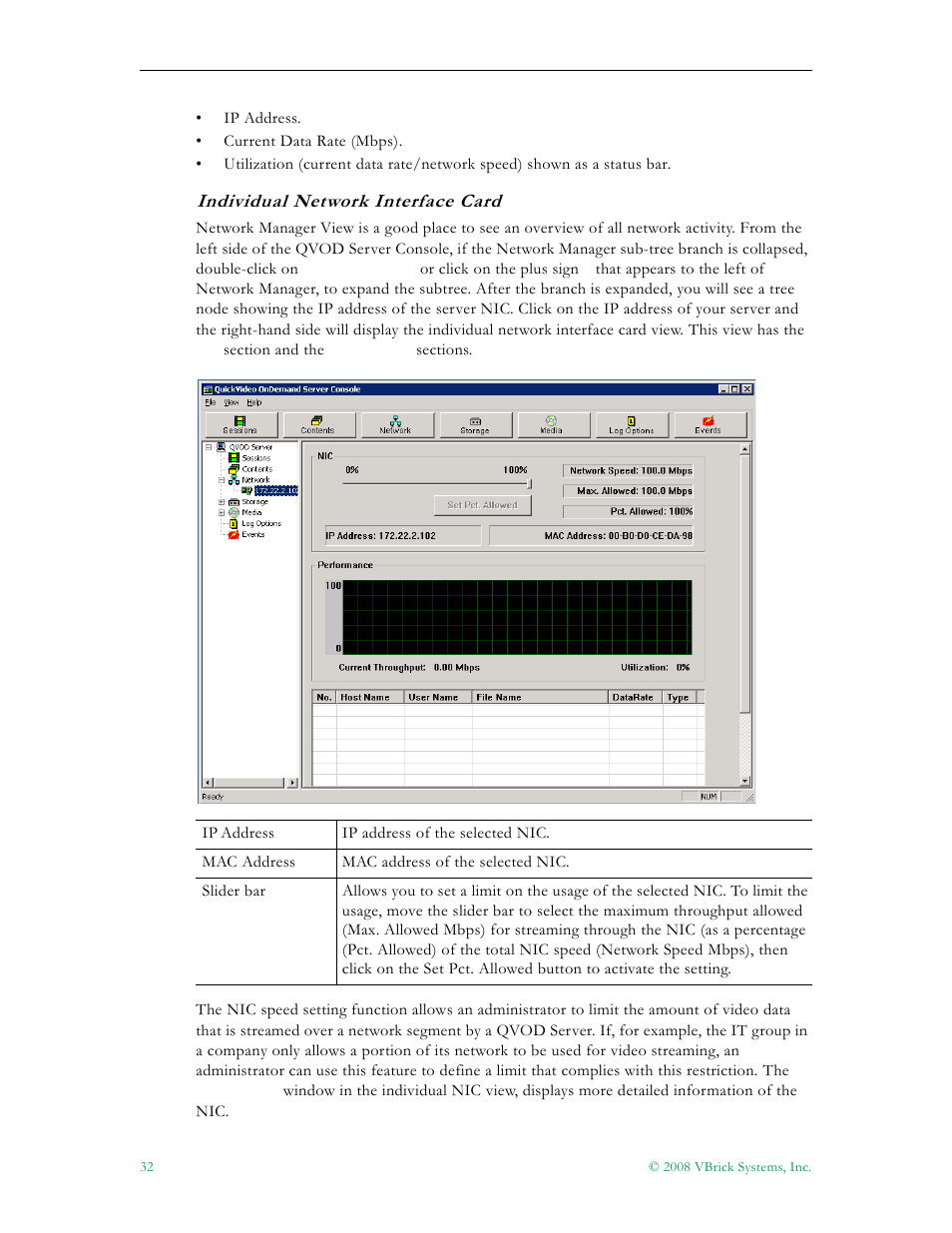 Individual network interface card | VBrick Systems VOD-W Server VBrick v4.2.1 User Manual | Page 40 / 94