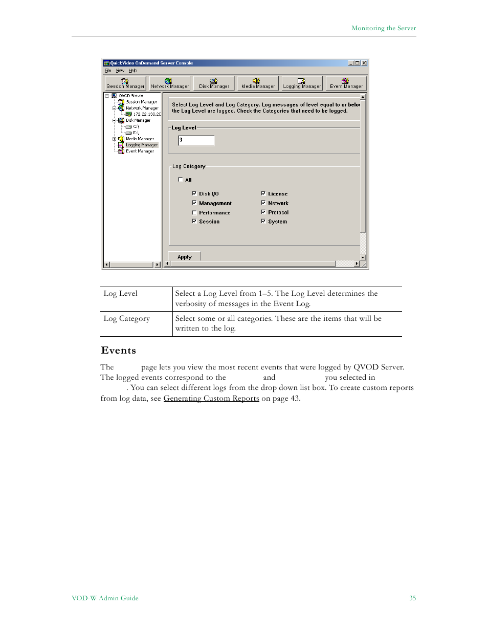 Events | VBrick Systems VOD-W Server VBrick v4.2.1 User Manual | Page 43 / 94