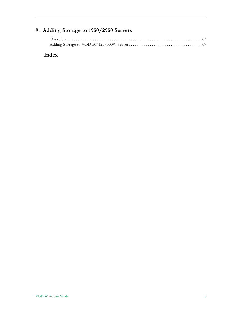 Index | VBrick Systems VOD-W Server VBrick v4.2.1 User Manual | Page 5 / 94