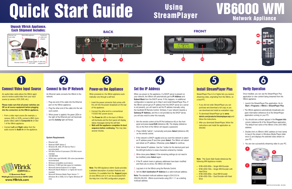 VBrick Systems VB6000 WM User Manual | 2 pages