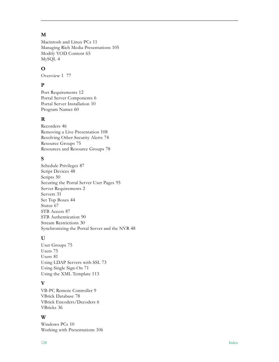 VBrick Systems Portal Server ETV v4.1 User Manual | Page 138 / 140