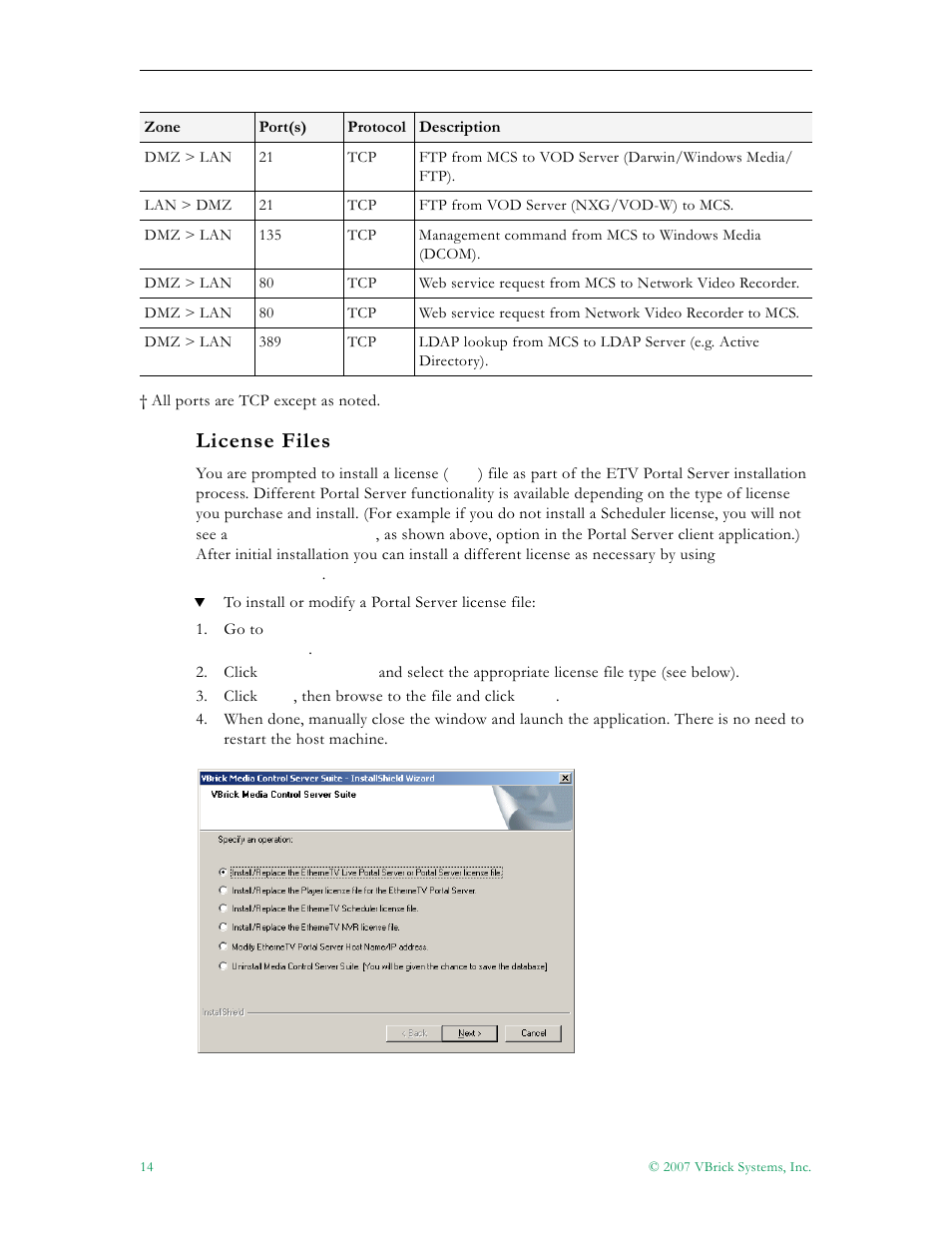 License files | VBrick Systems Portal Server ETV v4.1 User Manual | Page 24 / 140