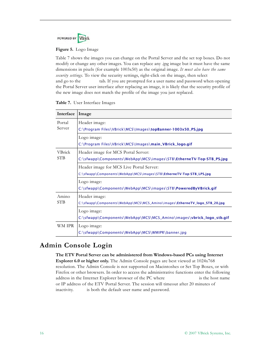 Admin console login | VBrick Systems Portal Server ETV v4.1 User Manual | Page 26 / 140