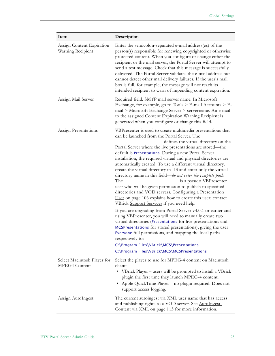 VBrick Systems Portal Server ETV v4.1 User Manual | Page 35 / 140