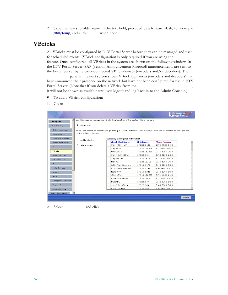Vbricks | VBrick Systems Portal Server ETV v4.1 User Manual | Page 46 / 140