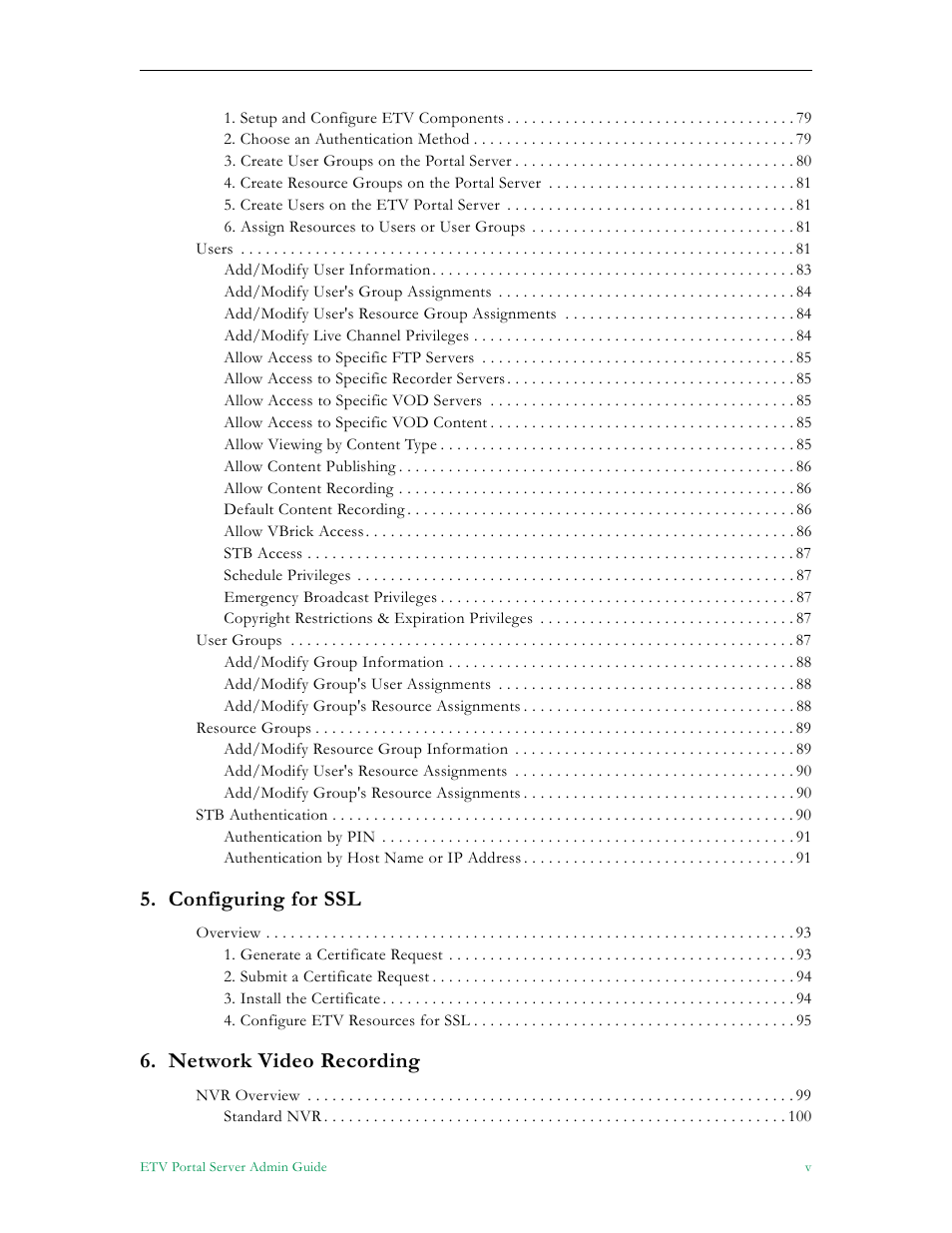 Configuring for ssl, Network video recording | VBrick Systems Portal Server ETV v4.1 User Manual | Page 5 / 140