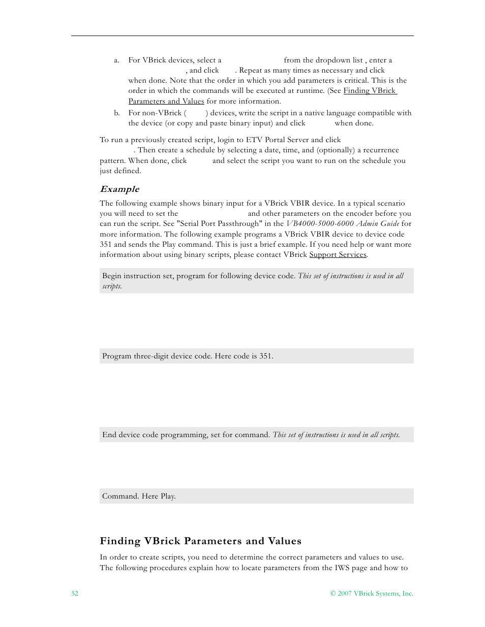 Finding vbrick parameters and values, Example | VBrick Systems Portal Server ETV v4.1 User Manual | Page 62 / 140