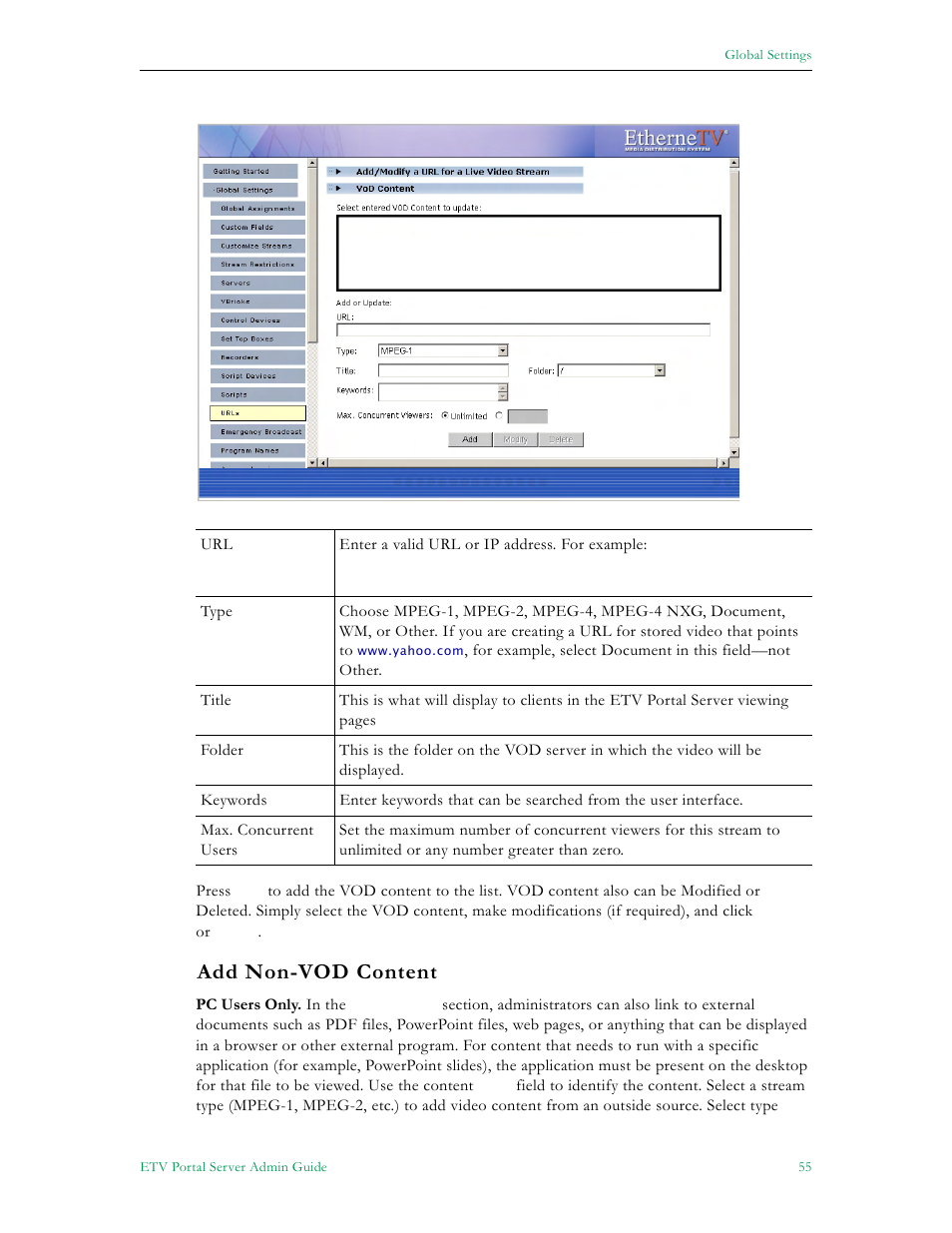 Add non-vod content | VBrick Systems Portal Server ETV v4.1 User Manual | Page 65 / 140