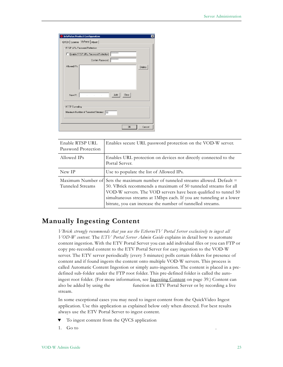 Manually ingesting content | VBrick Systems VOD-W Server VBrick v4.2.3 User Manual | Page 31 / 92