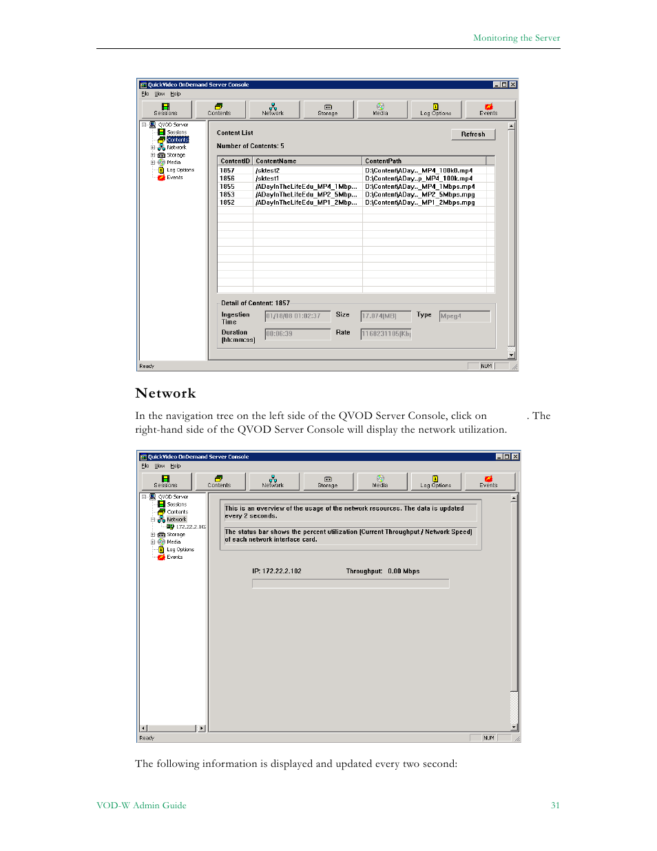 Network | VBrick Systems VOD-W Server VBrick v4.2.3 User Manual | Page 39 / 92