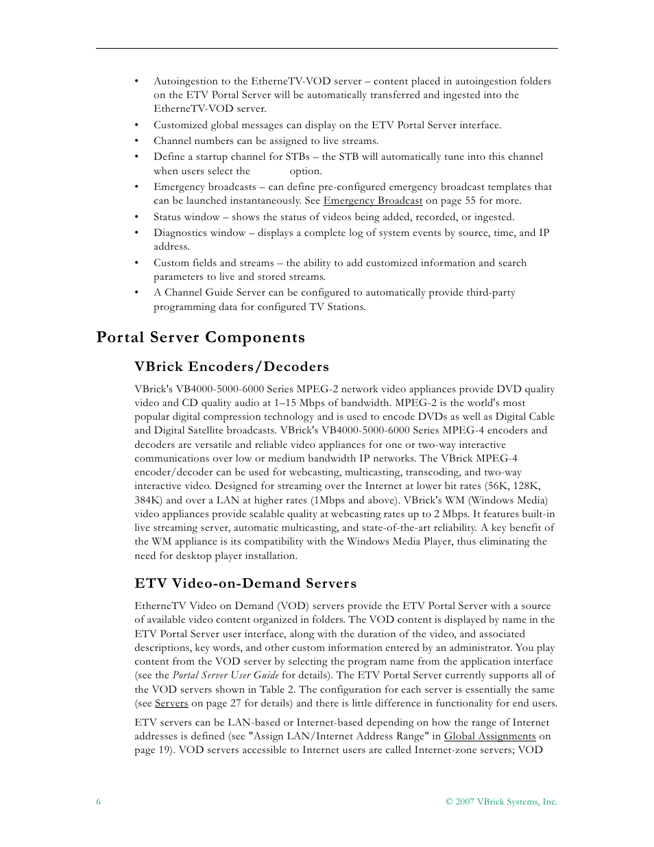 Portal server components, Vbrick encoders/decoders, Etv video-on-demand server s | VBrick Systems Portal Server ETV v4.2 User Manual | Page 18 / 164