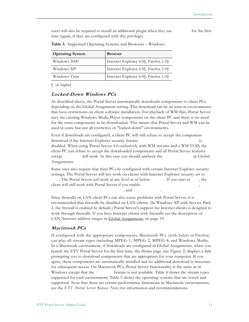 Locked-down windows pcs, Macintosh pcs | VBrick Systems Portal Server ETV v4.2 User Manual | Page 23 / 164