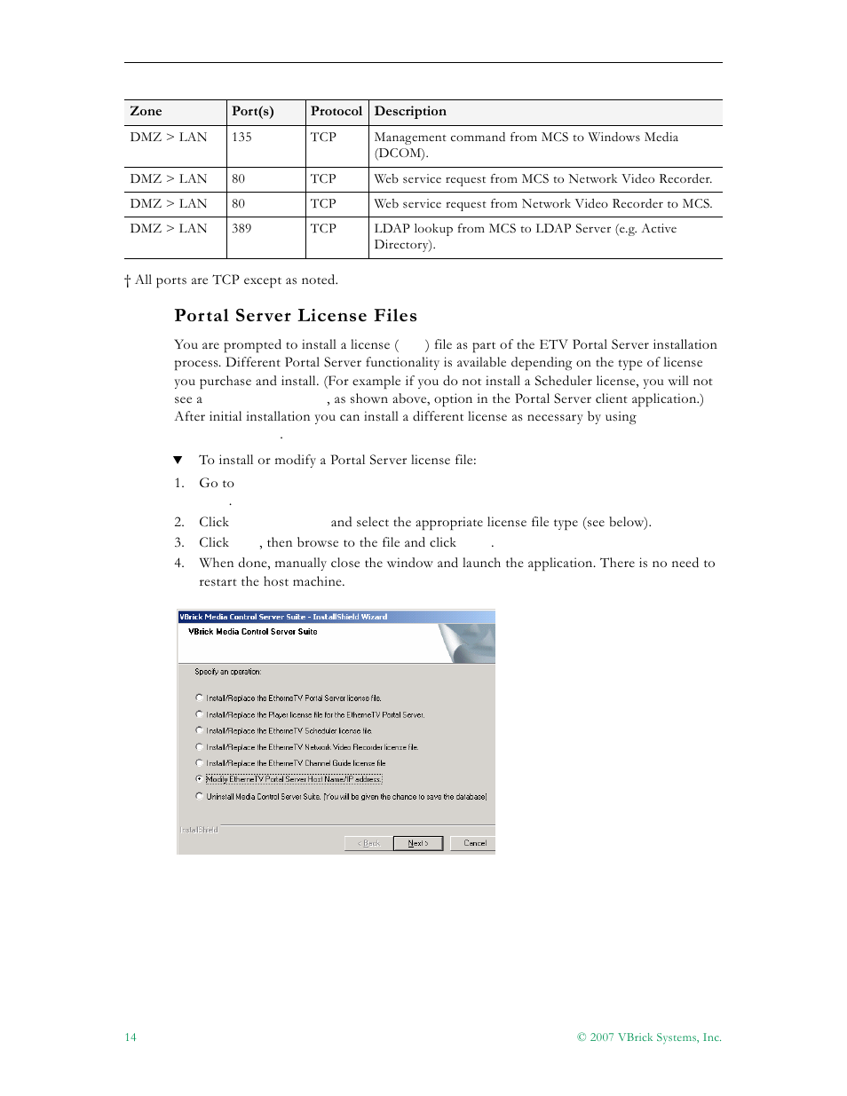 Portal server license files | VBrick Systems Portal Server ETV v4.2 User Manual | Page 26 / 164