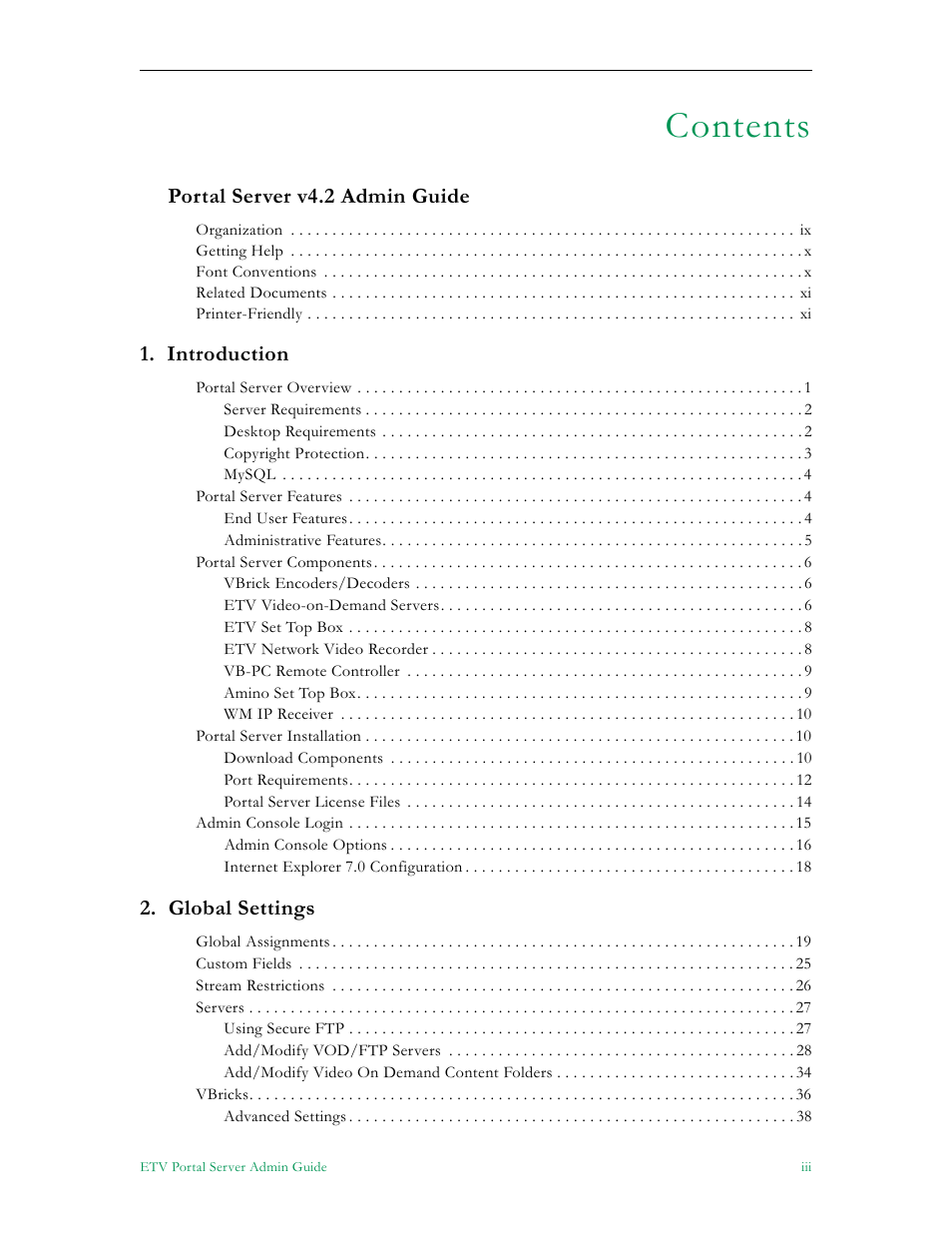 VBrick Systems Portal Server ETV v4.2 User Manual | Page 3 / 164