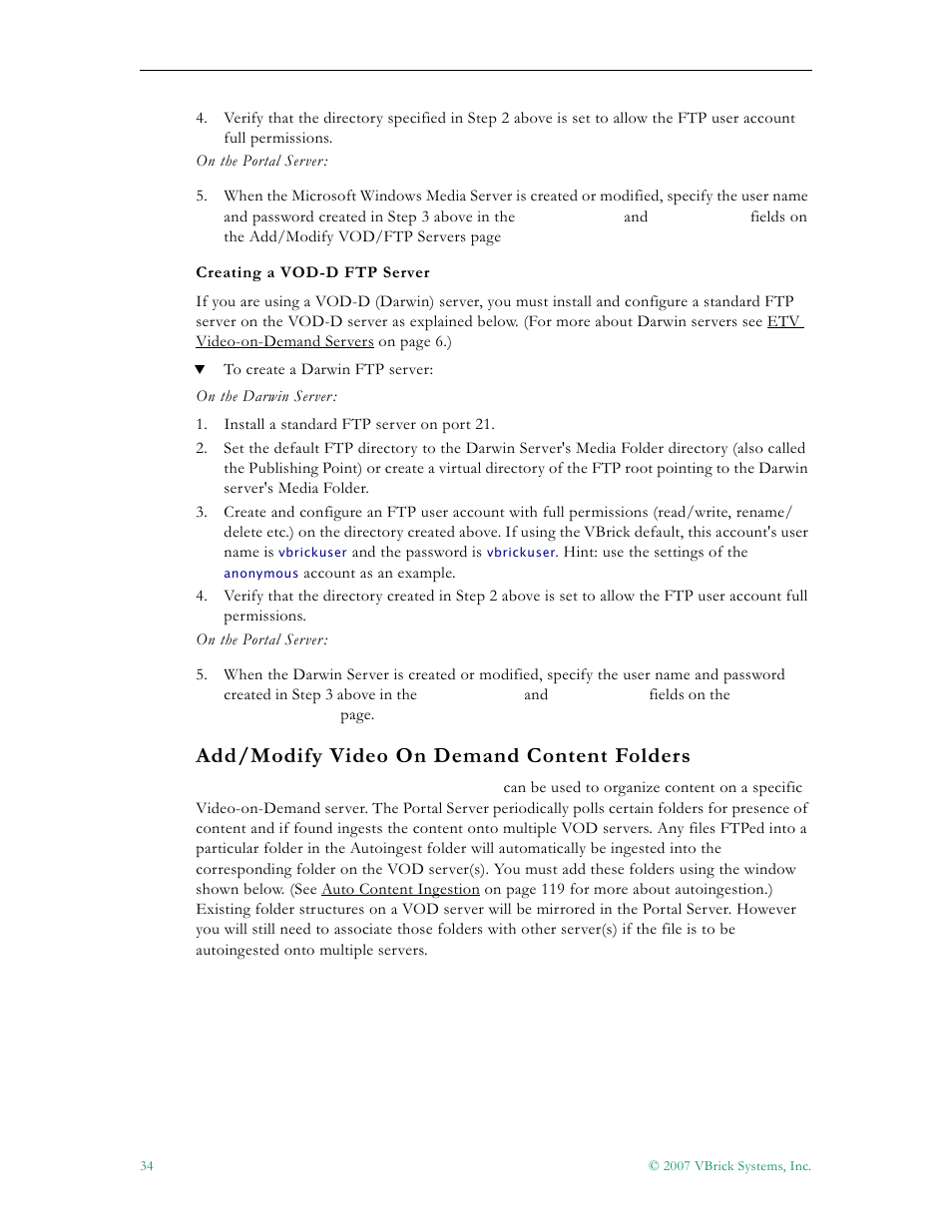 Add/modify video on demand content folders | VBrick Systems Portal Server ETV v4.2 User Manual | Page 46 / 164