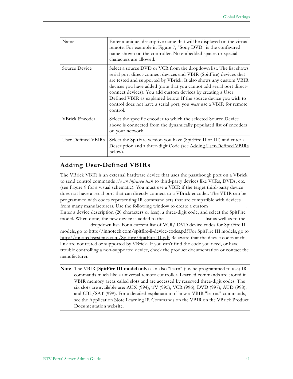 Adding user-defined vbirs | VBrick Systems Portal Server ETV v4.2 User Manual | Page 53 / 164