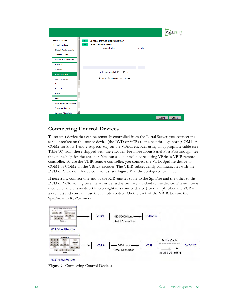 Connecting control devices | VBrick Systems Portal Server ETV v4.2 User Manual | Page 54 / 164