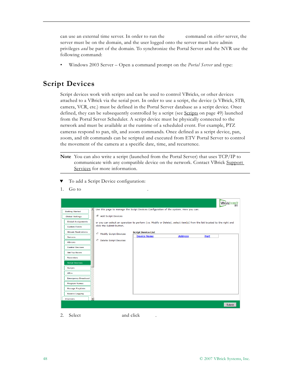 Script devices | VBrick Systems Portal Server ETV v4.2 User Manual | Page 60 / 164