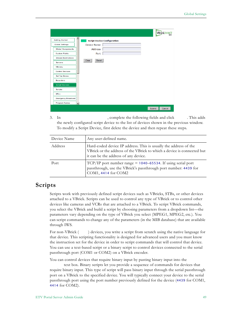 Scripts | VBrick Systems Portal Server ETV v4.2 User Manual | Page 61 / 164