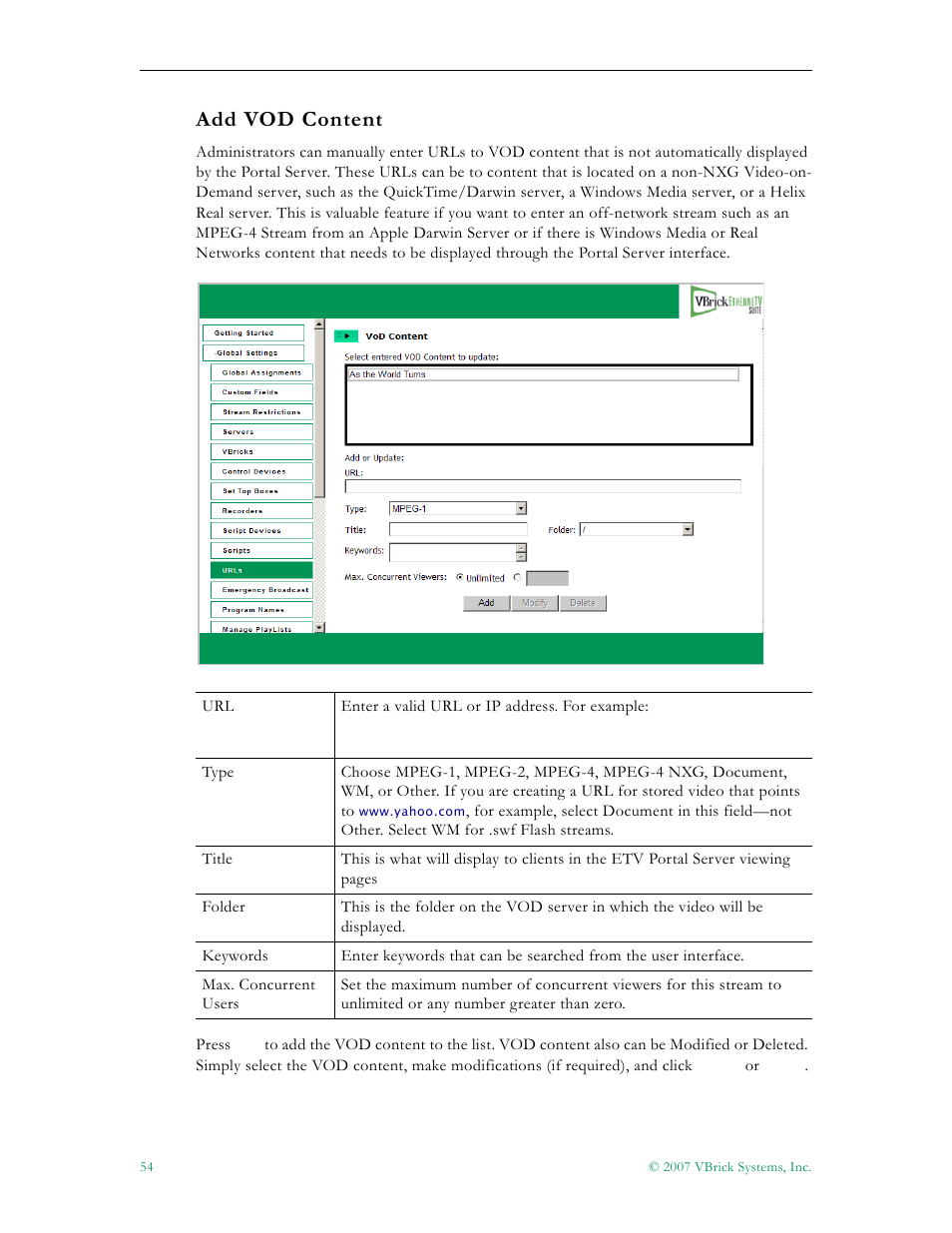 Add vod content | VBrick Systems Portal Server ETV v4.2 User Manual | Page 66 / 164