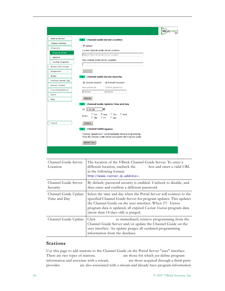 Stations | VBrick Systems Portal Server ETV v4.2 User Manual | Page 78 / 164