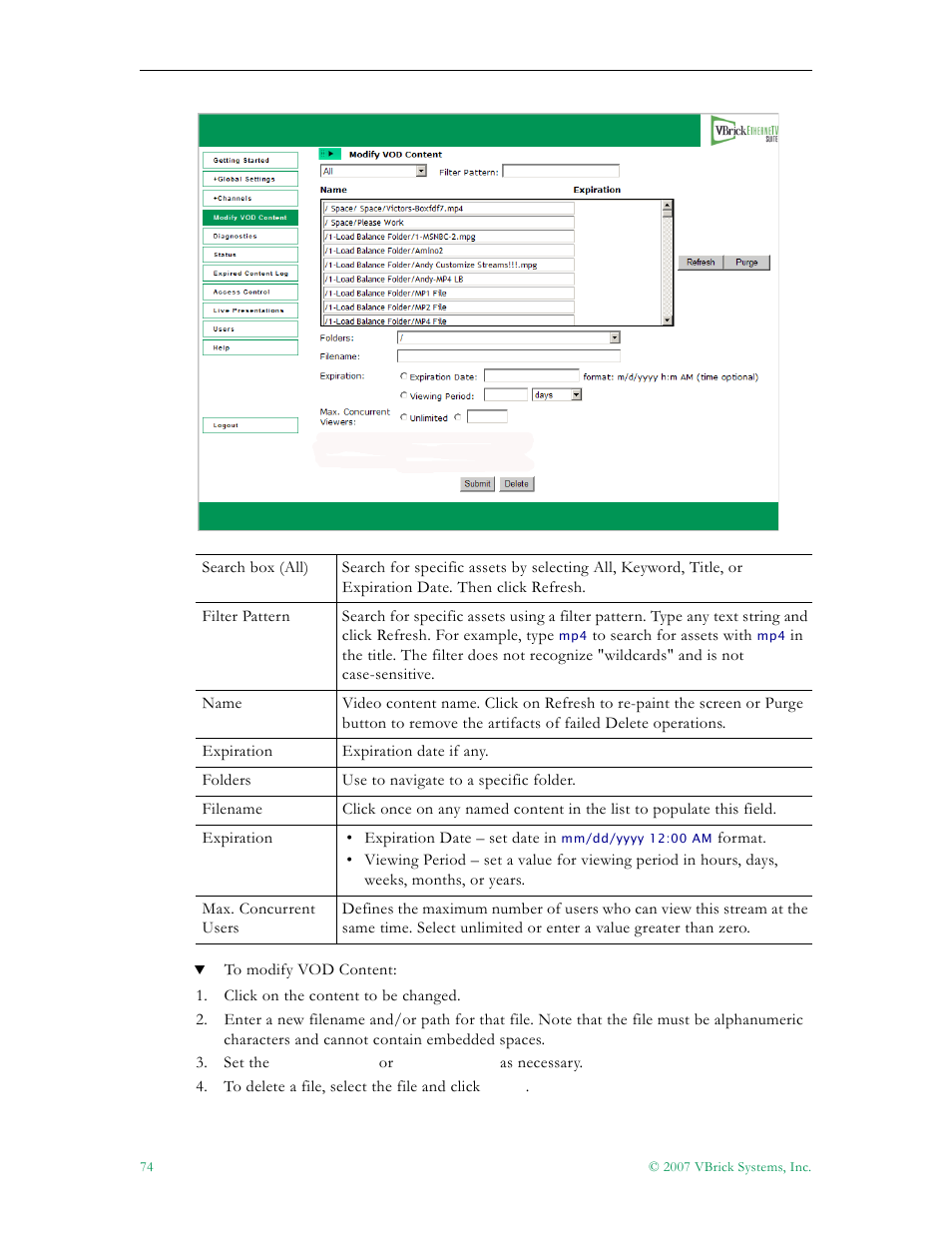 VBrick Systems Portal Server ETV v4.2 User Manual | Page 86 / 164