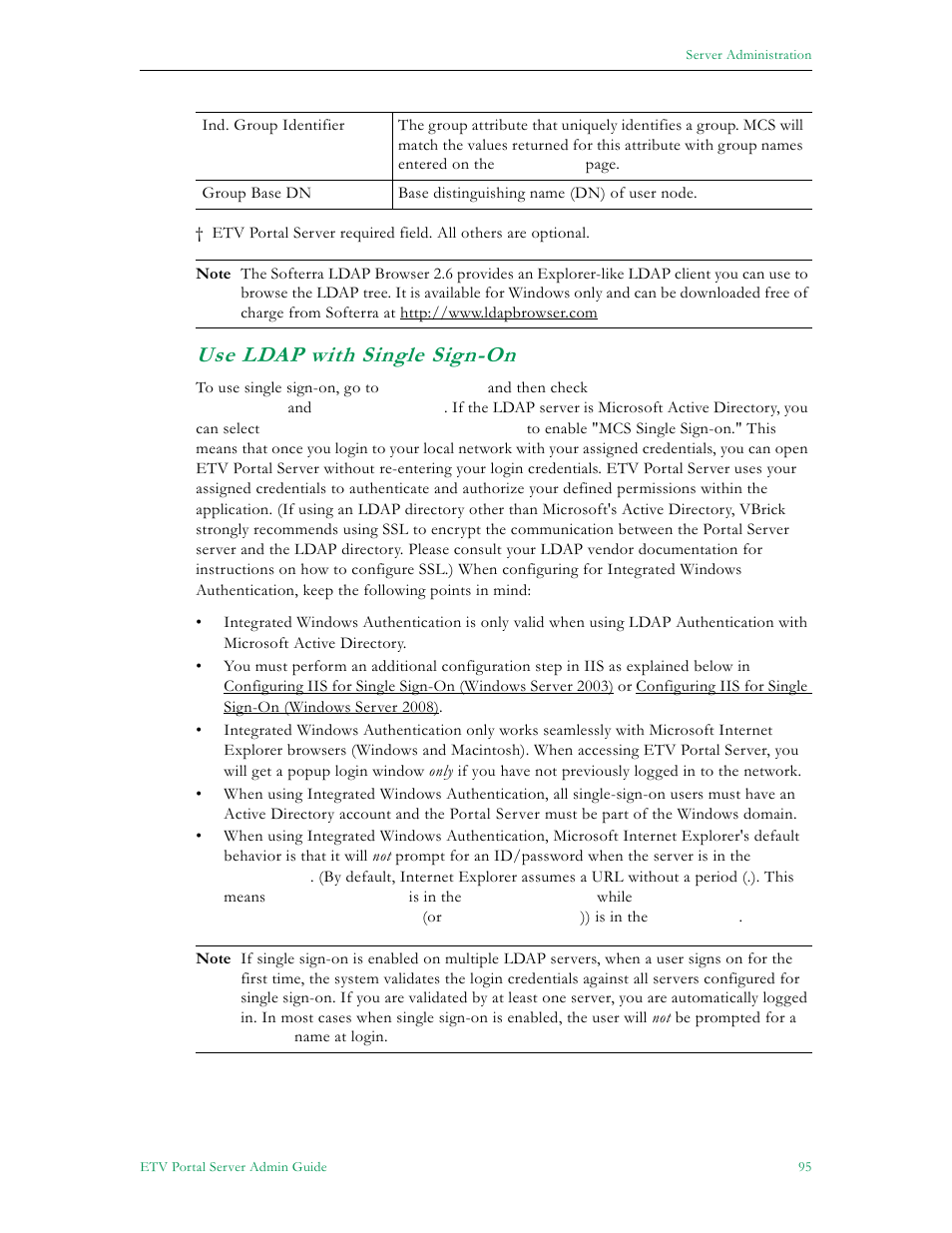 Use ldap with single sign-on | VBrick Systems ETHERNETV V4.4.3 User Manual | Page 107 / 216