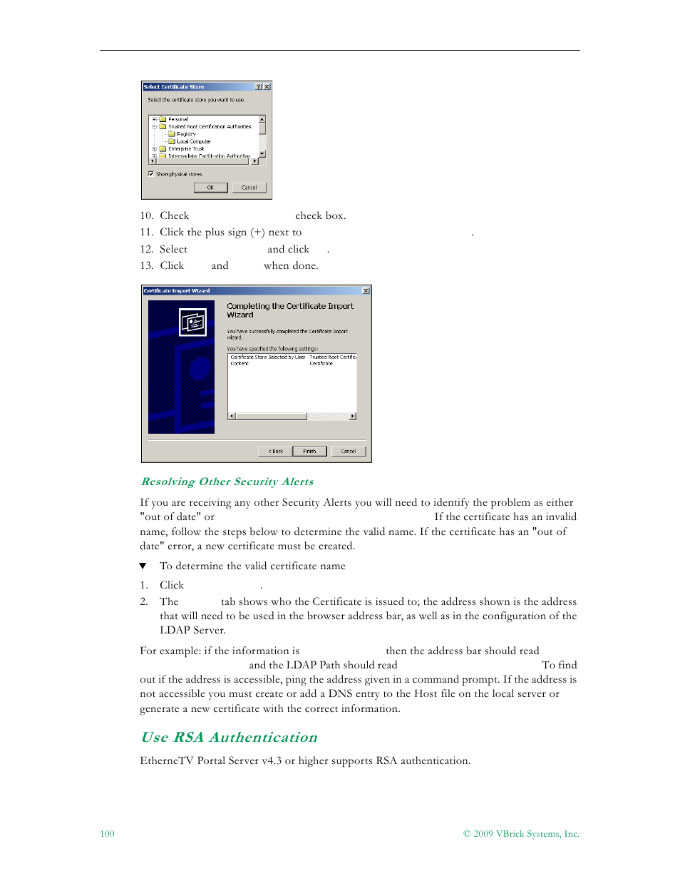 Use rsa authentication | VBrick Systems ETHERNETV V4.4.3 User Manual | Page 112 / 216