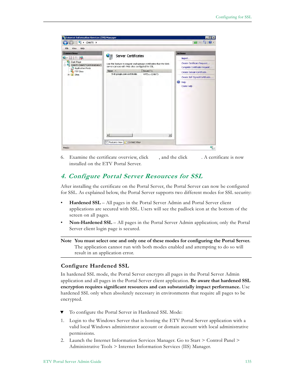Configure portal server resources for ssl | VBrick Systems ETHERNETV V4.4.3 User Manual | Page 147 / 216