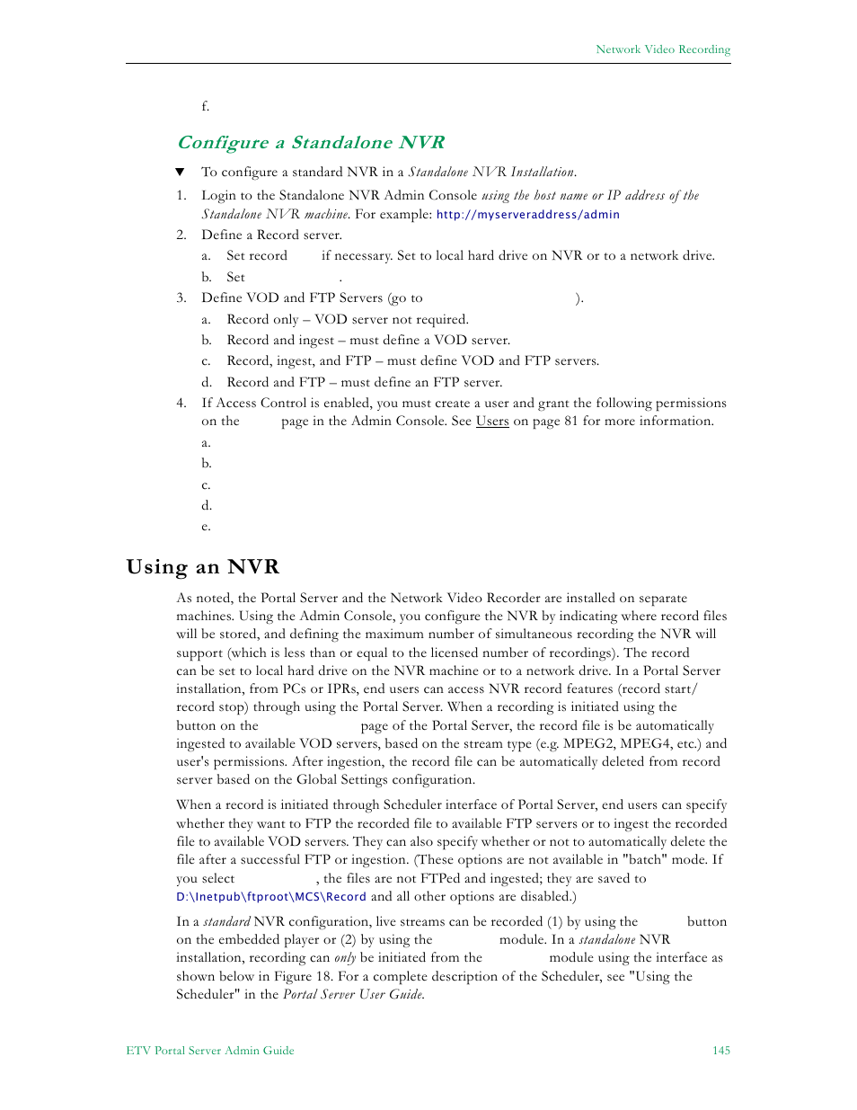 Configure a standalone nvr, Using an nvr | VBrick Systems ETHERNETV V4.4.3 User Manual | Page 157 / 216