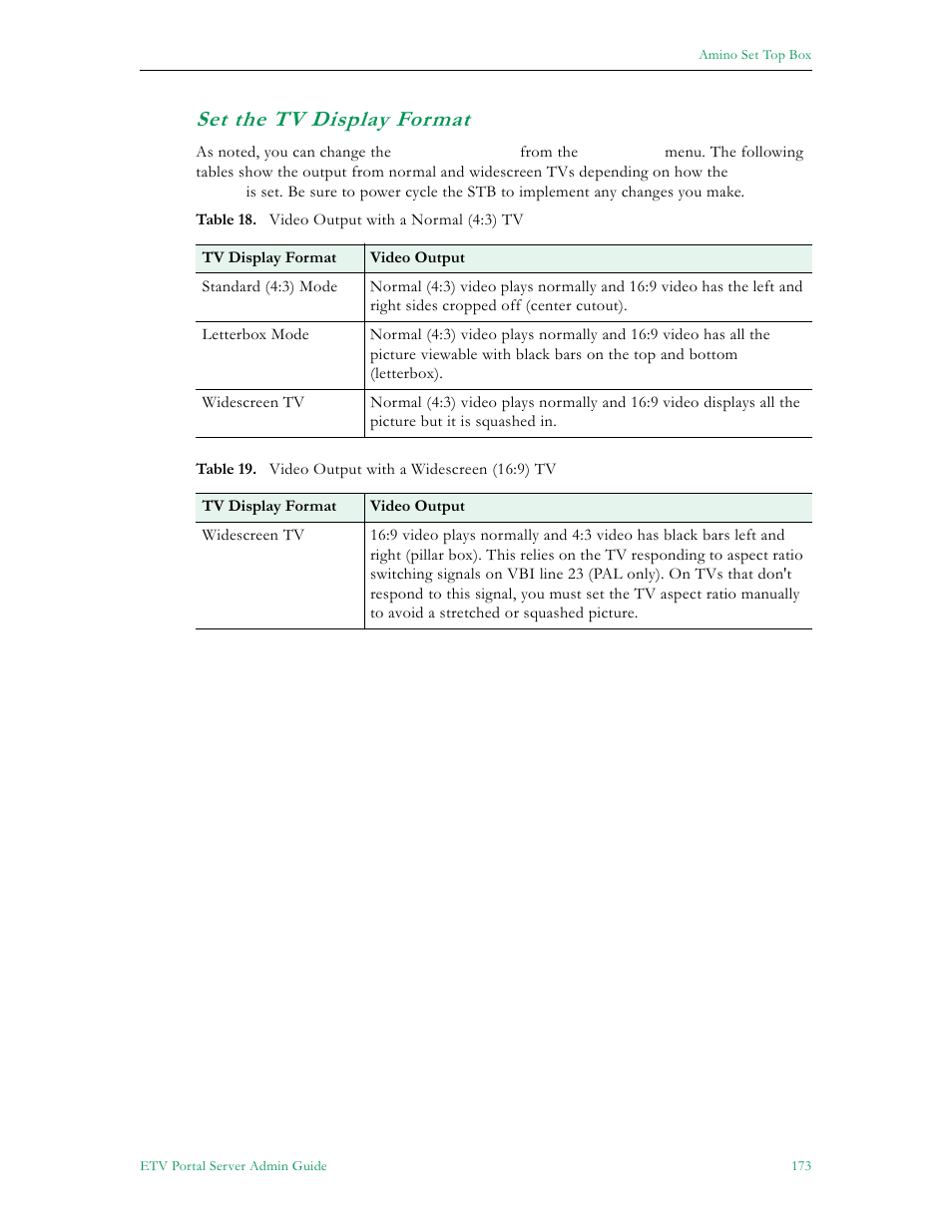 Set the tv display format | VBrick Systems ETHERNETV V4.4.3 User Manual | Page 185 / 216