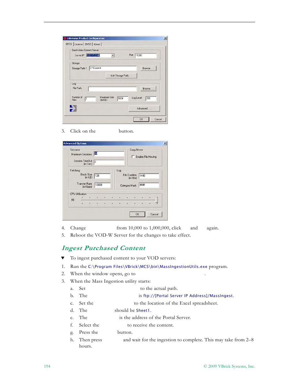 Ingest purchased content | VBrick Systems ETHERNETV V4.4.3 User Manual | Page 206 / 216