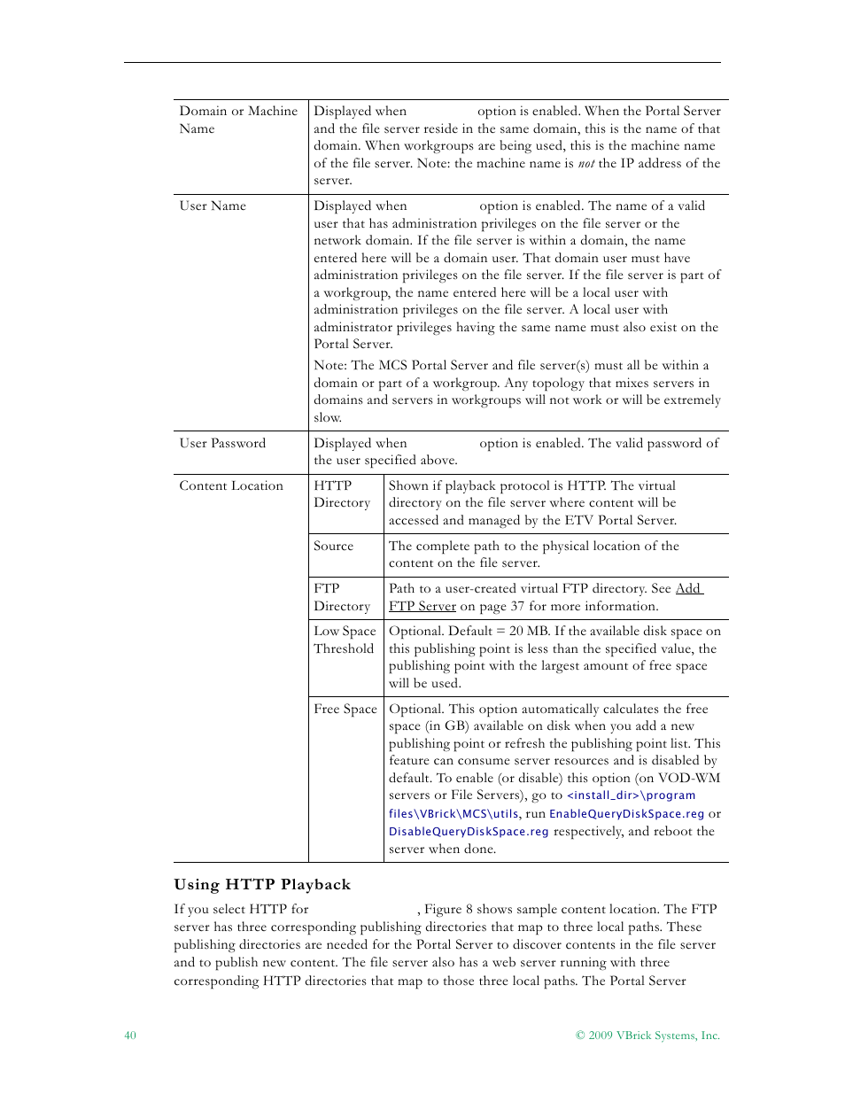 E using http playback | VBrick Systems ETHERNETV V4.4.3 User Manual | Page 52 / 216