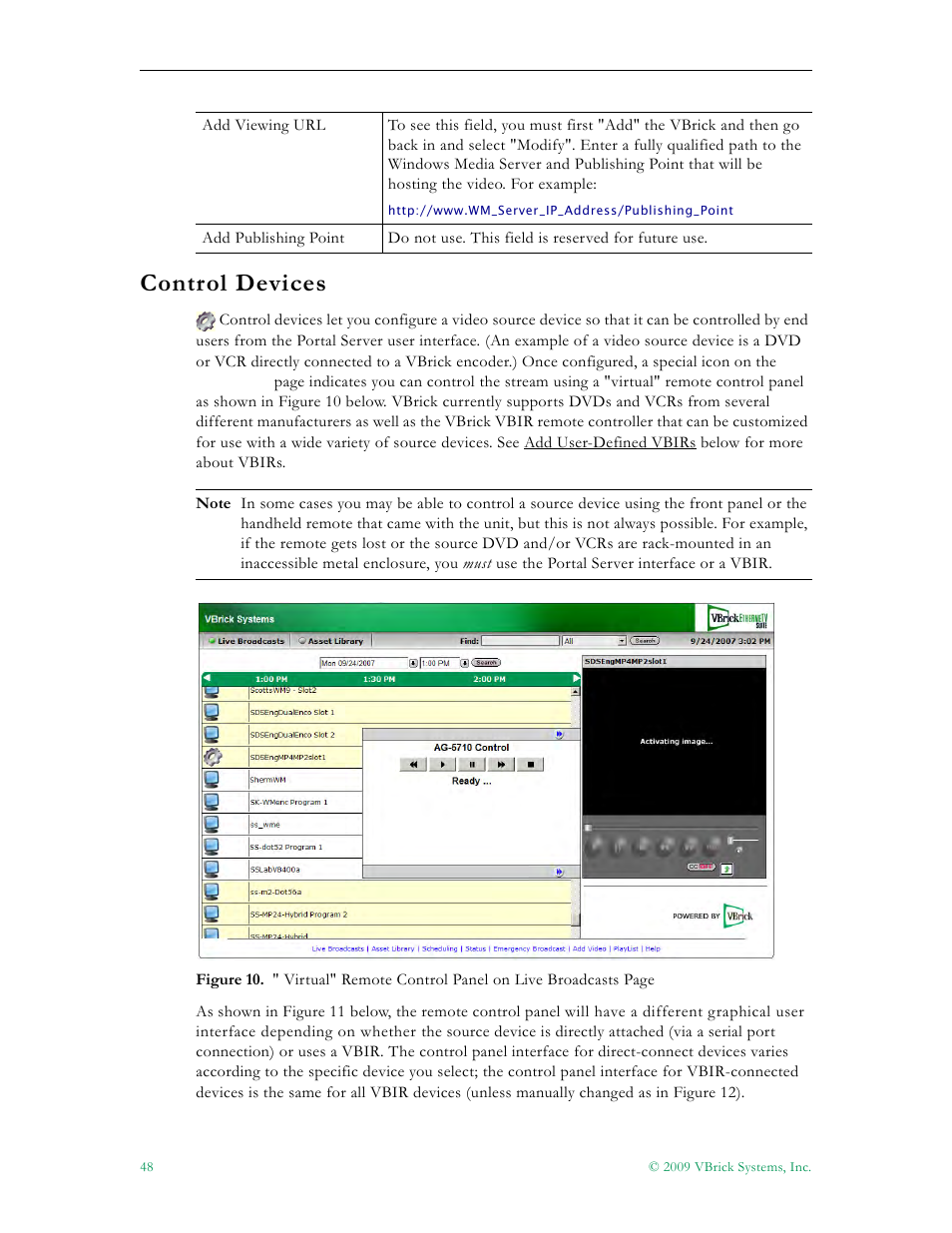 Control devices | VBrick Systems ETHERNETV V4.4.3 User Manual | Page 60 / 216