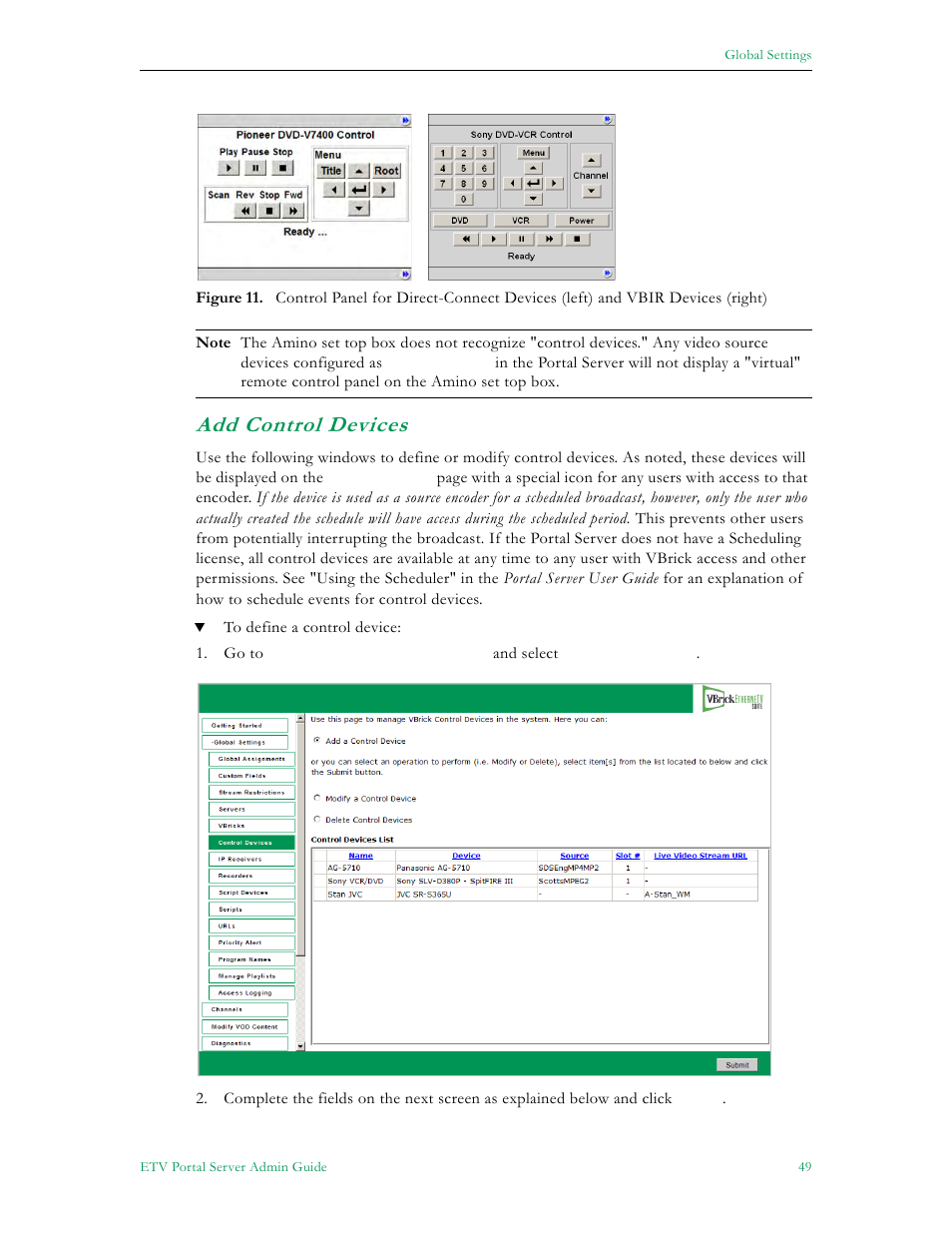 Add control devices | VBrick Systems ETHERNETV V4.4.3 User Manual | Page 61 / 216